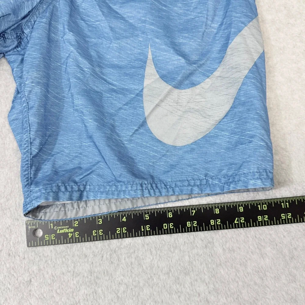 Nike Mens Blue Heathered Swim Trunks Large Swoosh Logo Board Shorts Size S